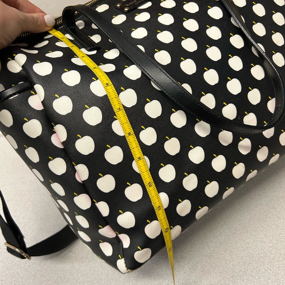 Kate Spade Black and White Polka Dot APPLE Tote and/or Diaper Bag - Picture 8 of 13